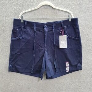 Gloria‎ Vanderbilt Women Shorts 18 Blue Chino Stretch Pockets Drawstring NWT
